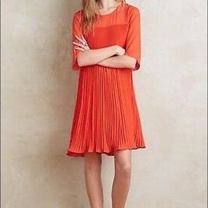 Maeve Edie orange pleated swing dress